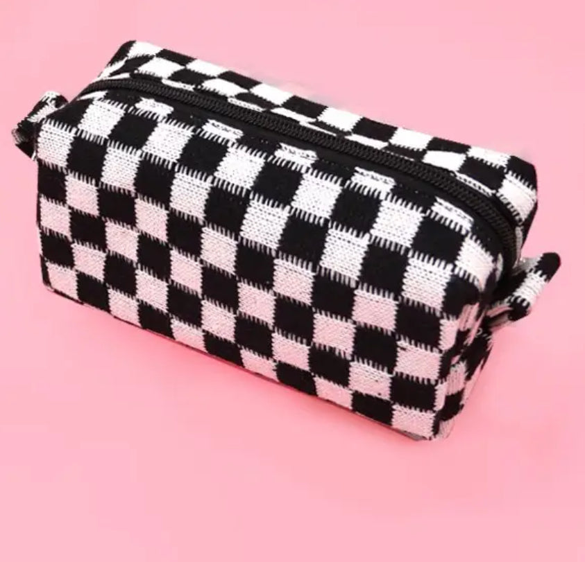 Checker Makeup Cosmetic Pouch Bag