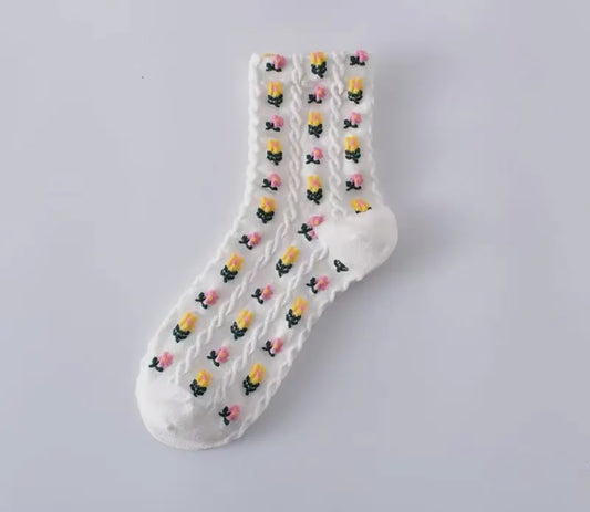 Floral Mid Calf Length Socks