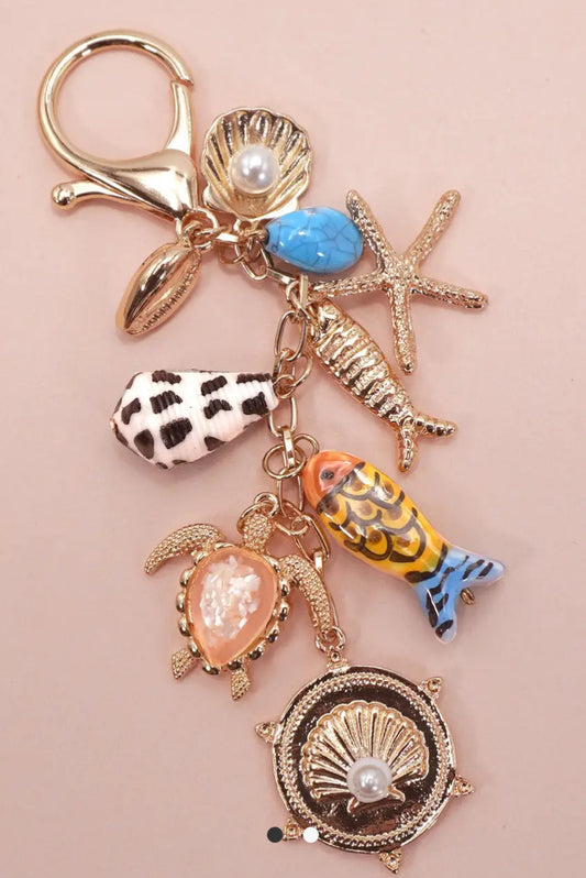 Bag Charm - Ocean Porcelain Fish Sea Shell Starfish