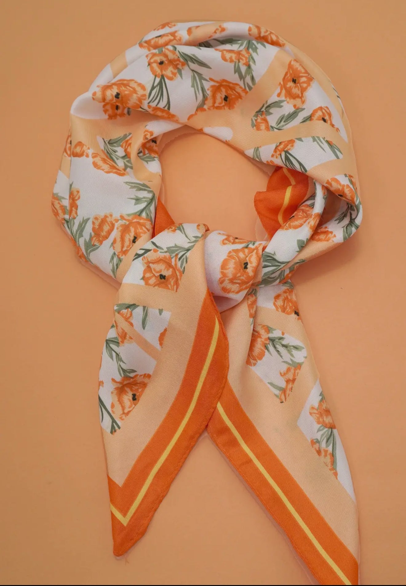 Cotton Floral Print Silky Feeling Bandana Scarf