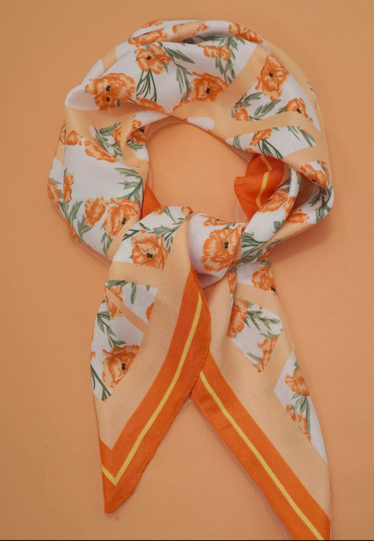 Cotton Floral Print Silky Feeling Bandana Scarf