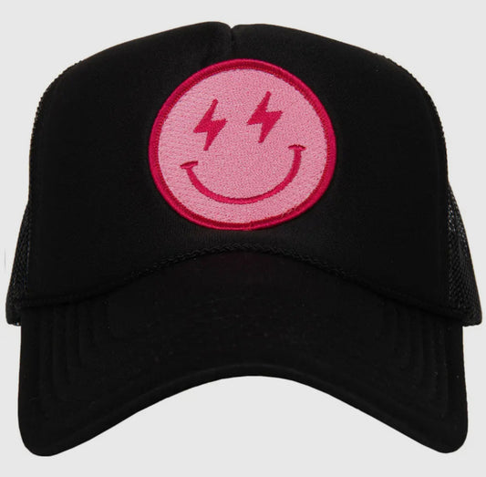 Black HAPPY Trucker Hat