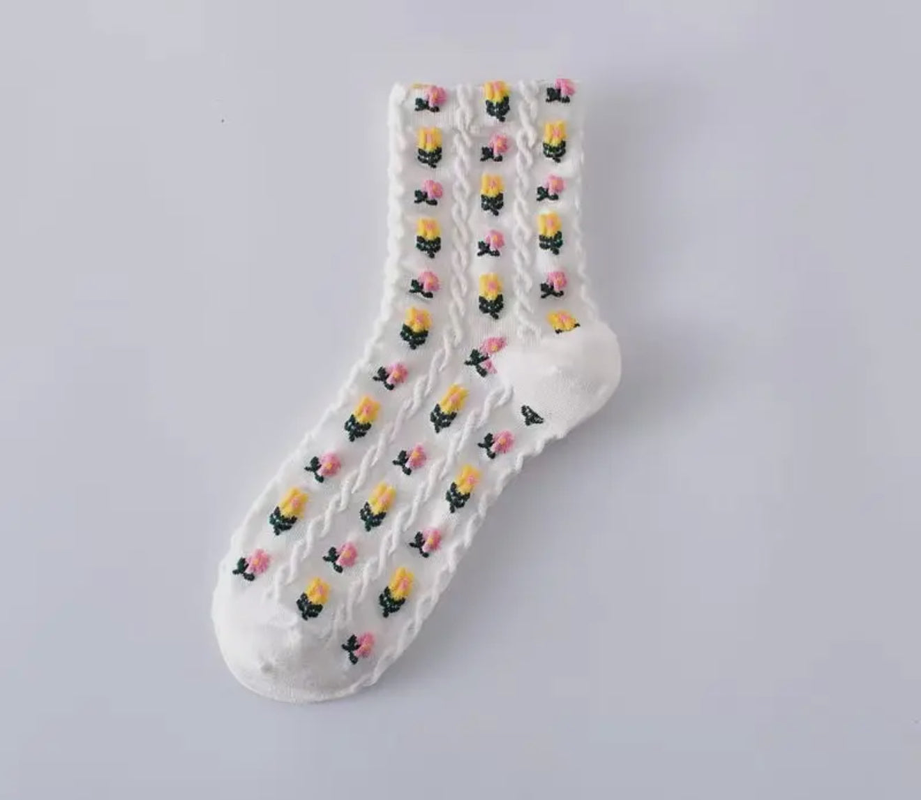 Floral Mid Calf Length Socks